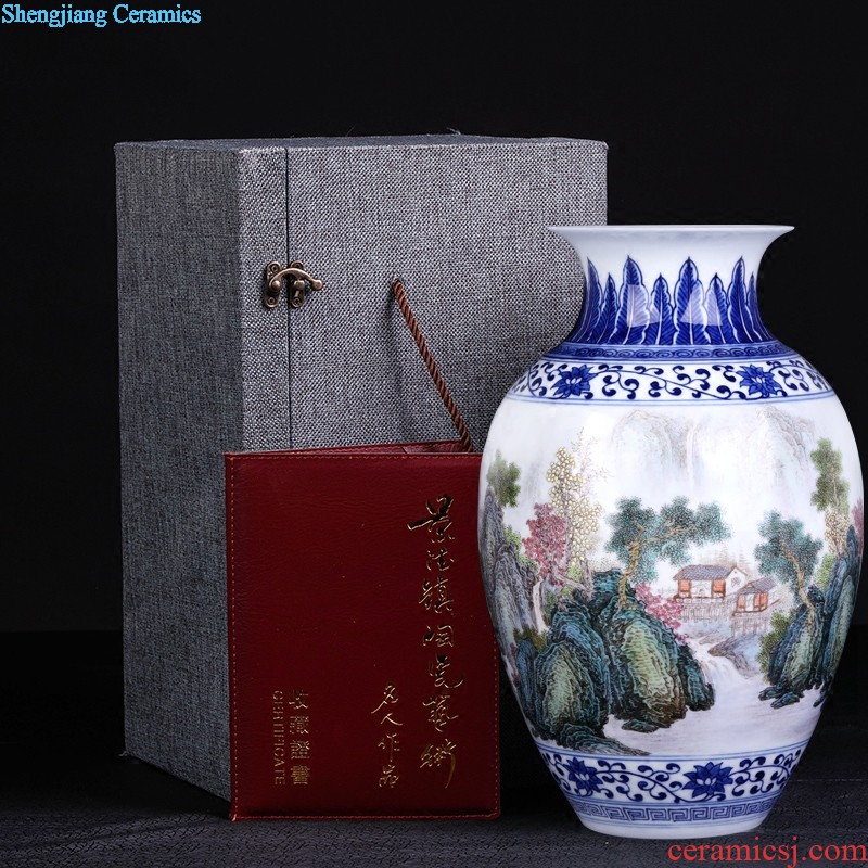 Jingdezhen ceramics flower decorations Famous creation of three figure New Chinese style household furnishing articles in the living room