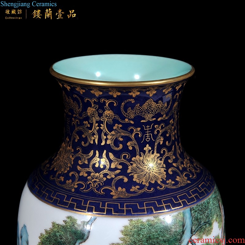 Jingdezhen imperial kiln chinaware imitation qianlong ji LAN colour turn more heart bottles of the sitting room decorates household furnishing articles every year