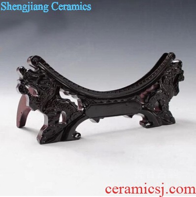 Jingdezhen ceramics decoration plate plate bracket Leading hanging plate a wooden base wholesale