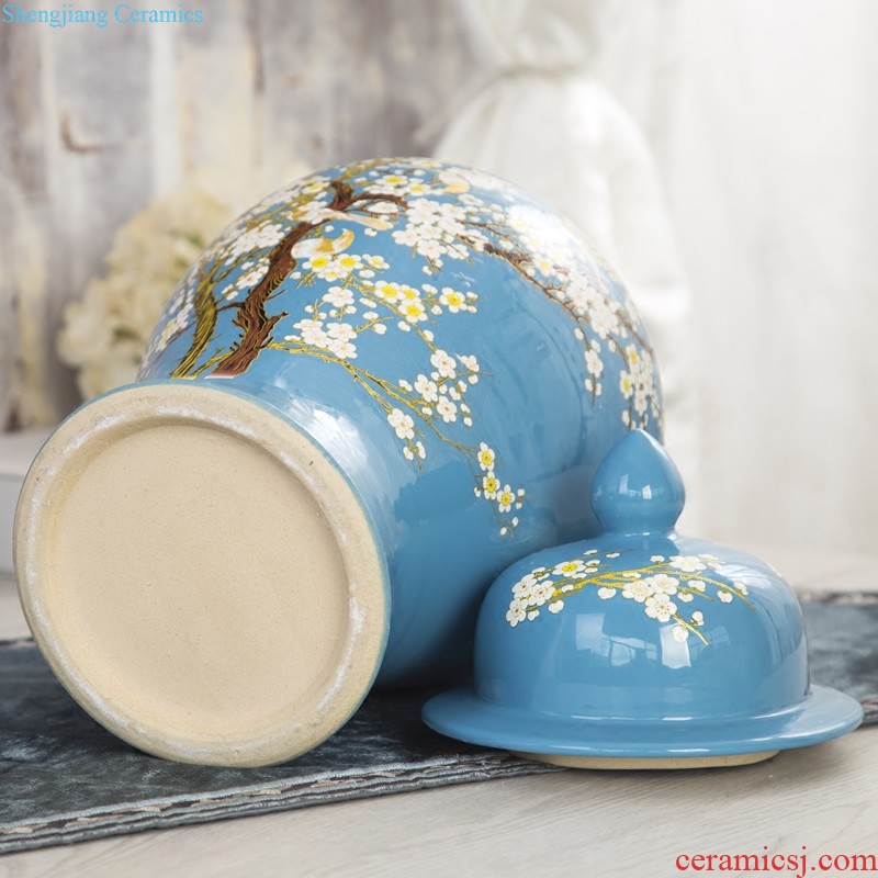 Jingdezhen ceramics hand-painted vases large famous handmade art furnishing articles sitting room of new Chinese style household adornment