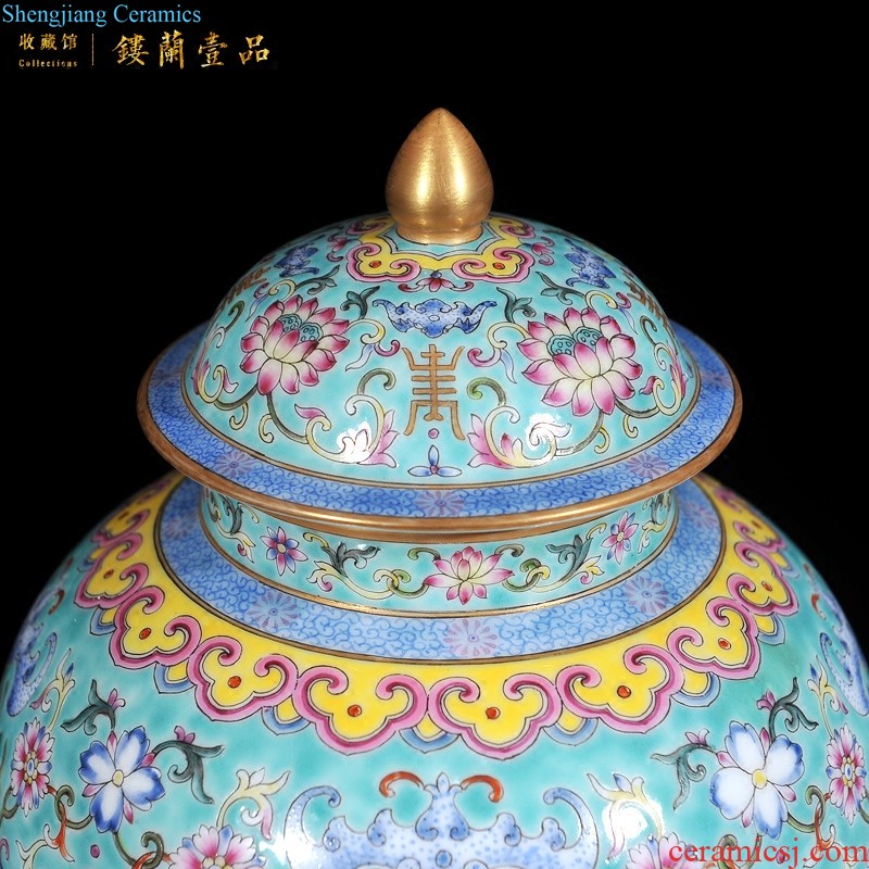 Jingdezhen imperial kiln chinaware imitation grilled qianlong pastel flowers best deer lines double ears sitting room collect adornment furnishing articles