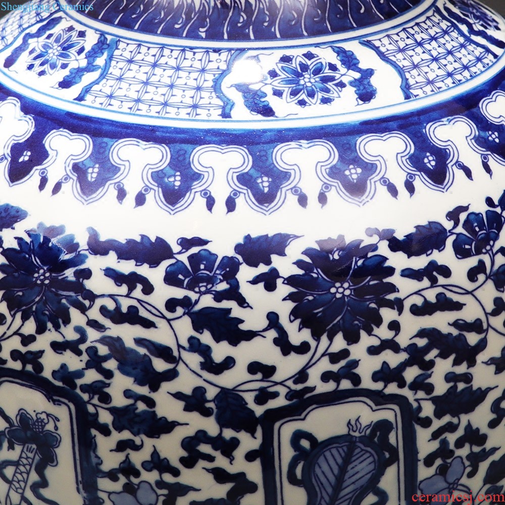 Jingdezhen ceramics pure hand-painted vases landing large full plum bottle sitting room place decorative arts and crafts