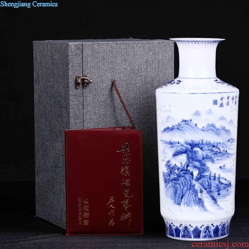 Jingdezhen ceramics furnishing articles Famous hand-painted thin foetus vase spring in his sitting room of Chinese style household ornaments