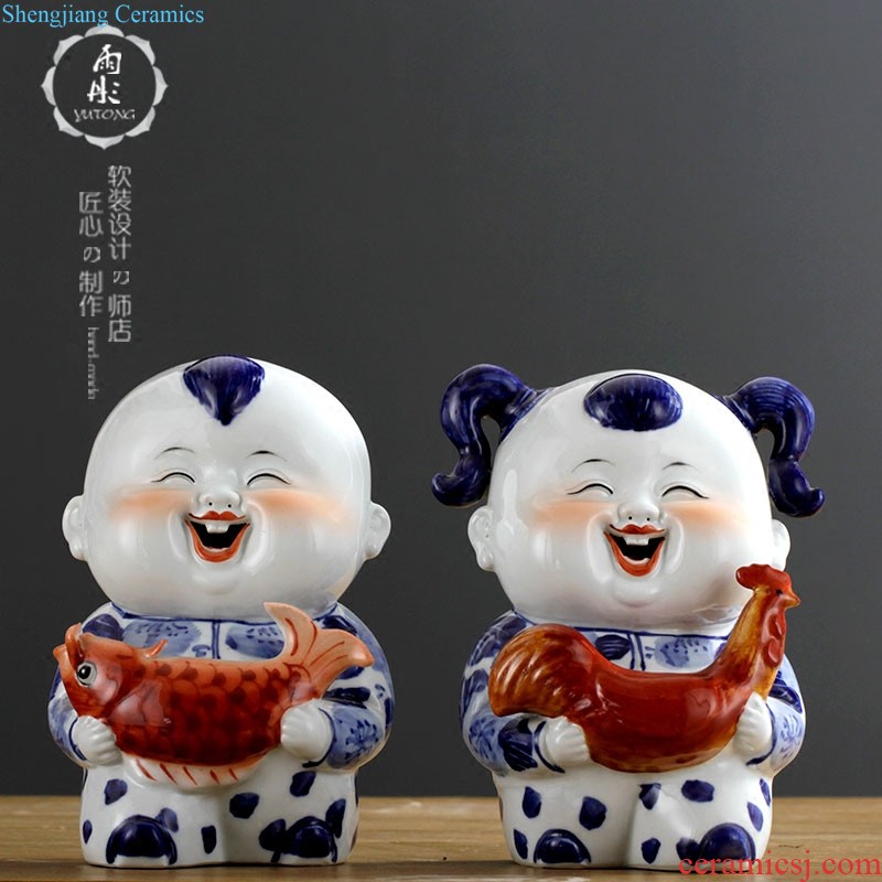 Rain tong home | jingdezhen ceramics Hand painted blue and white porcelain/painted the sitting room is lovely monkeys porcelain decorative furnishing articles