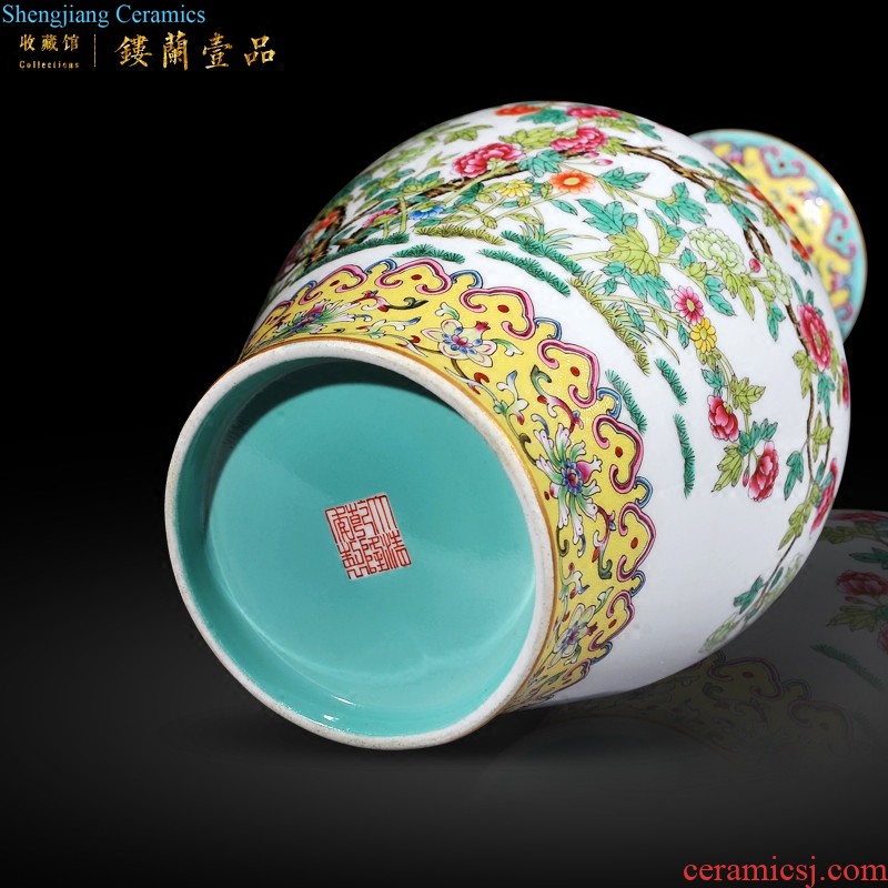 Jingdezhen ceramics imitation qing jiaqing emperor kiln enamel with the peach flowers poetry collection furnishing articles sitting room