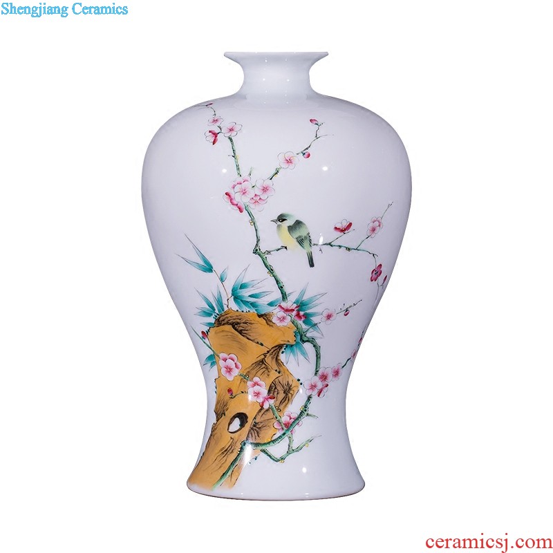 Jingdezhen ceramic masters hand-painted vases furnishing articles bamboo report peaceful living room TV cabinet porch decoration business gifts