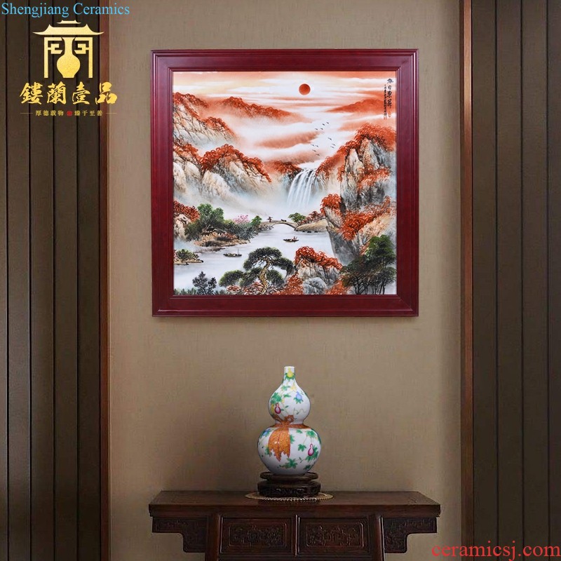 Jingdezhen ceramic hand-painted blue and white porcelain plate painting hangs a picture of Chinese style sofa sitting room porch of mural furnishing articles with a gift