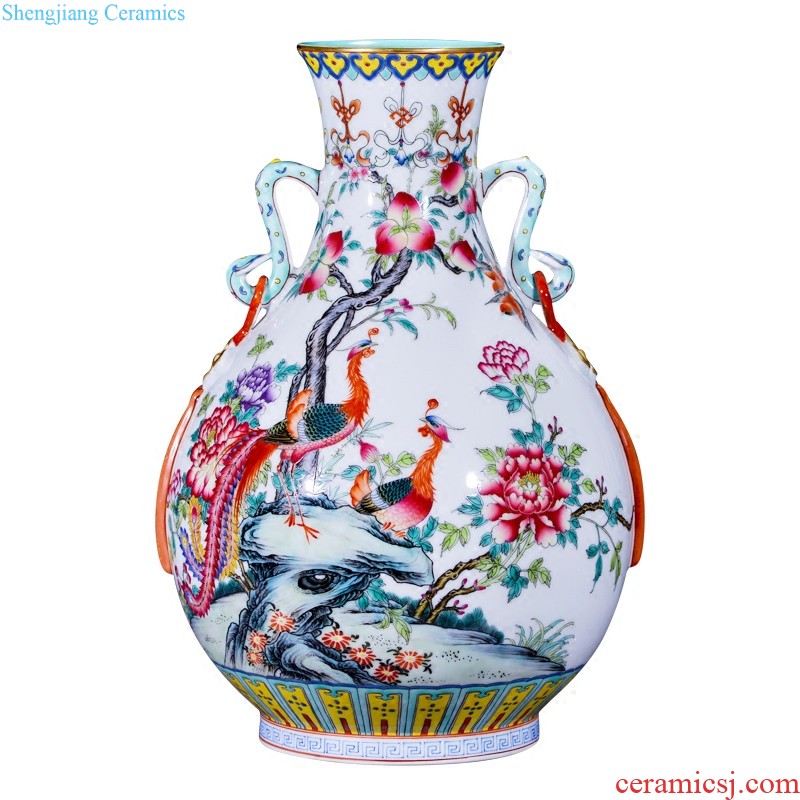 Jingdezhen ceramics hand-painted pastel flower arrangement of large vases, collection of Chinese TV ark sitting room adornment furnishing articles