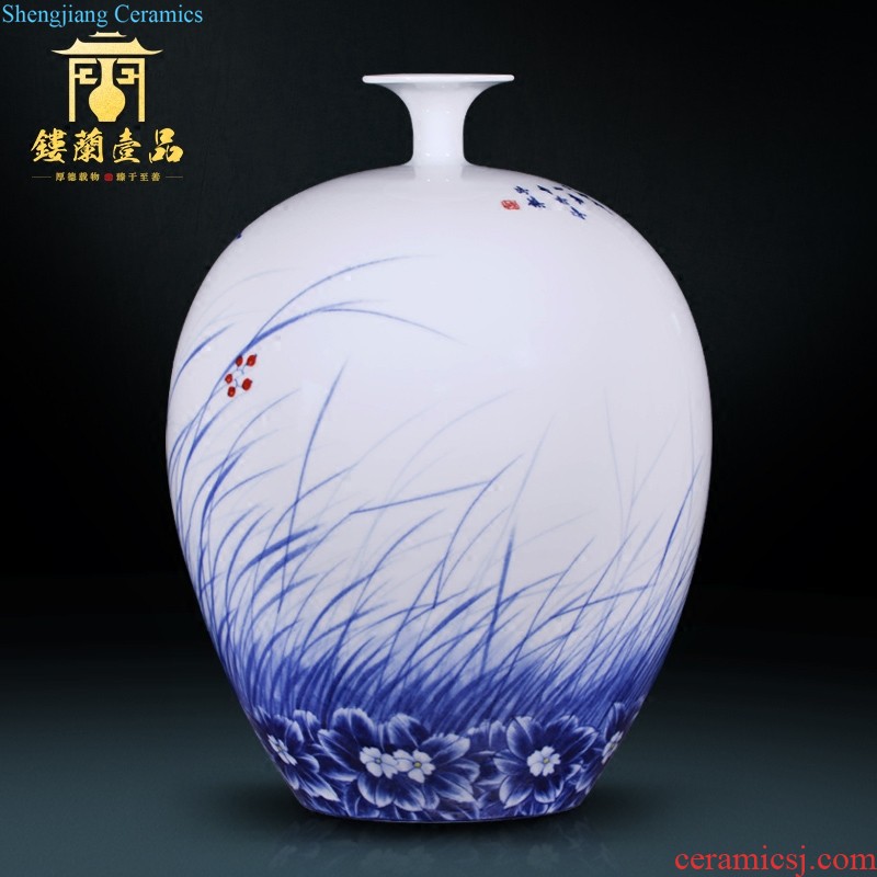 Jingdezhen ceramics antique flower vase new Chinese style sofa background of modern living room TV ark home decoration