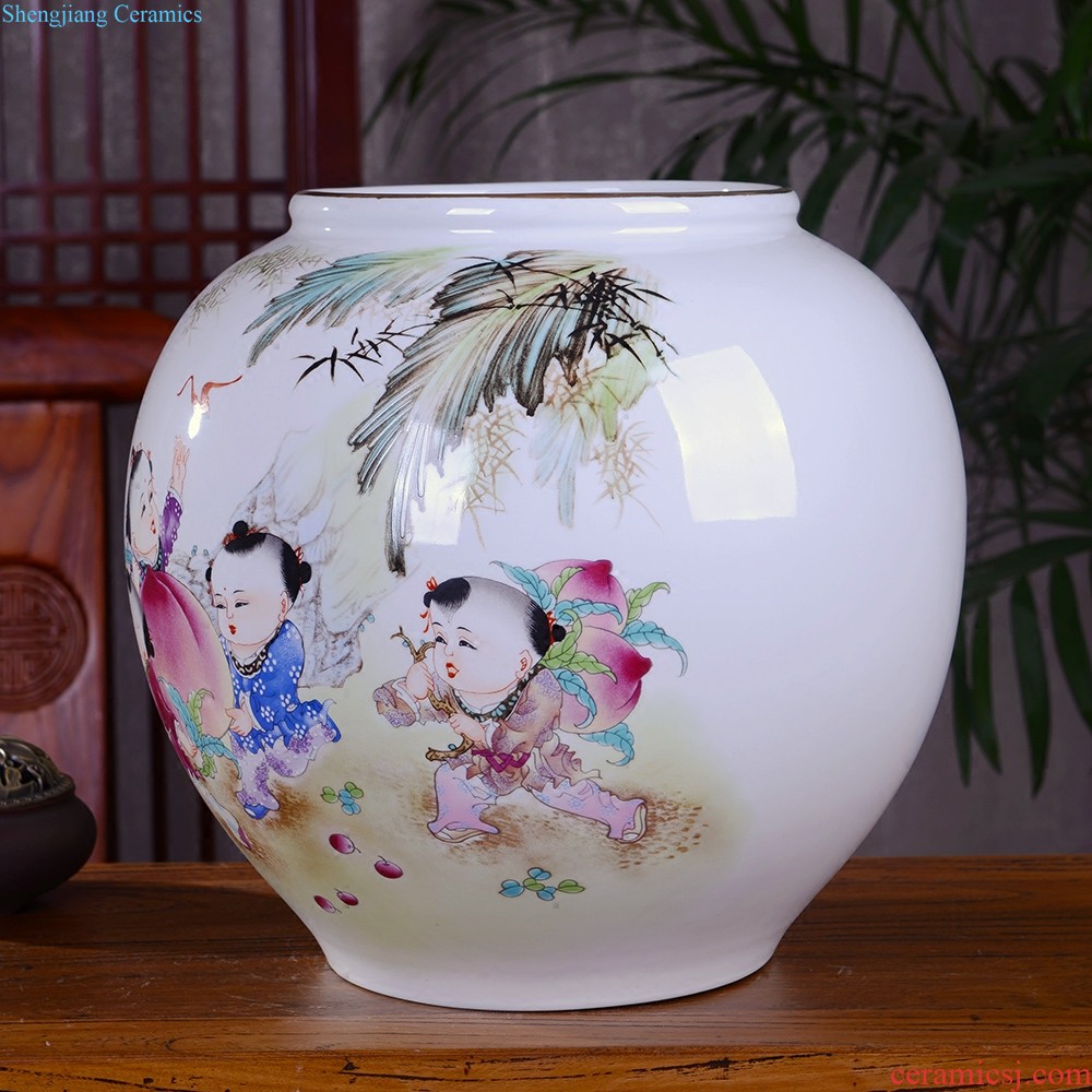 Large vase large hand-painted porcelain of jingdezhen ceramics new Chinese style household living room TV cabinet decoration