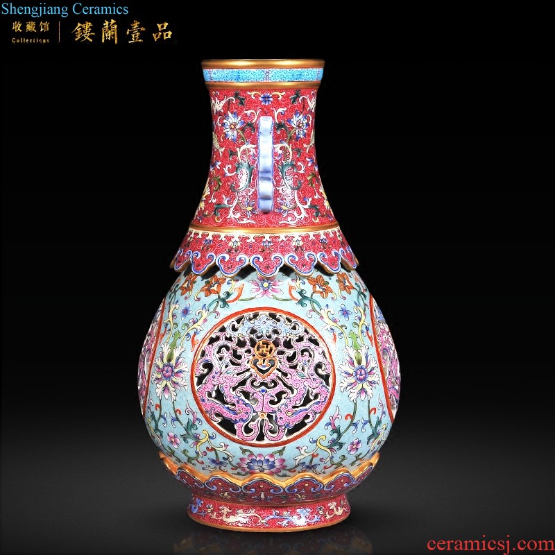 Jingdezhen imperial kiln chinaware imitation qing qianlong pastel flowers pattern tree sitting room of Chinese style decorative furnishing articles