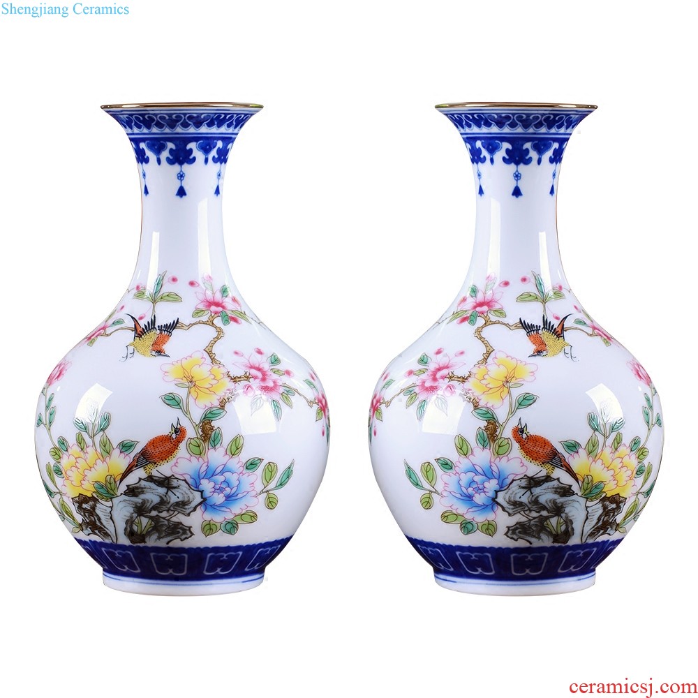 Jingdezhen ceramic vase furnishing articles hand-painted creative retro blue and white porcelain porcelain of sitting room home furnishing articles