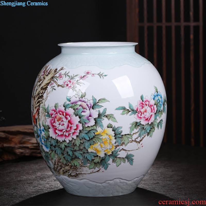 Jingdezhen ceramic furnishing articles Hand painted blue and white porcelain vase thin foetus prosperous new Chinese style living room porch act the role ofing is tasted