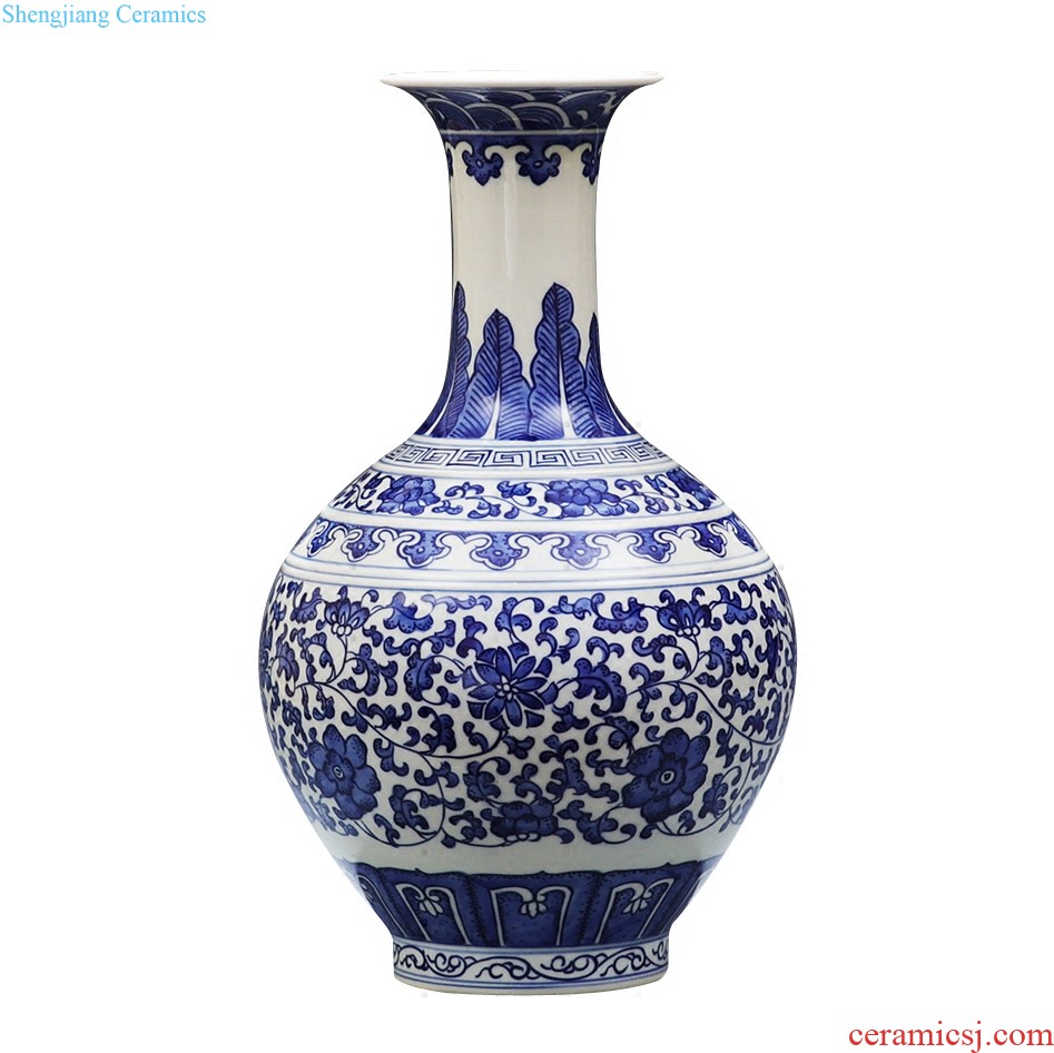 Jingdezhen ceramics new Chinese style household furnishing articles blue and white porcelain vase hand-painted landscape flower arrangement sitting room adornment