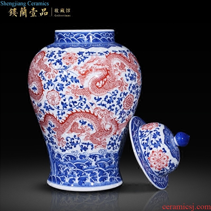 Jingdezhen ceramics hand-painted pastel flower vase sitting room porch study Chinese style home decoration collection furnishing articles