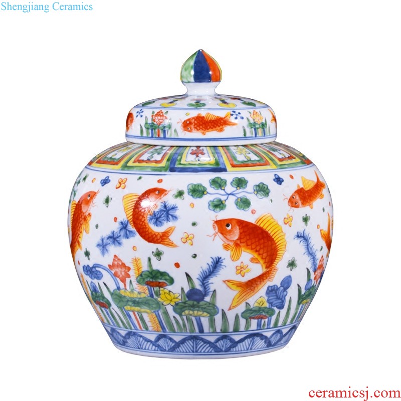 Jingdezhen ceramic bucket color flower vase sitting room the bedroom TV ark of new Chinese style household decorative items furnishing articles