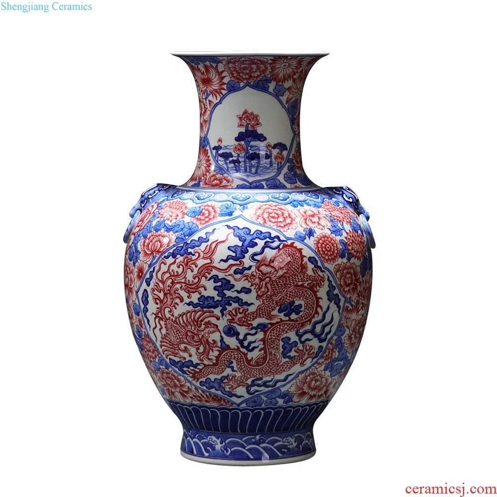 Jingdezhen ceramics and exquisite knife clay under the green glaze hand-painted color vases, flower arranging flowers is contemporary and contracted sitting room