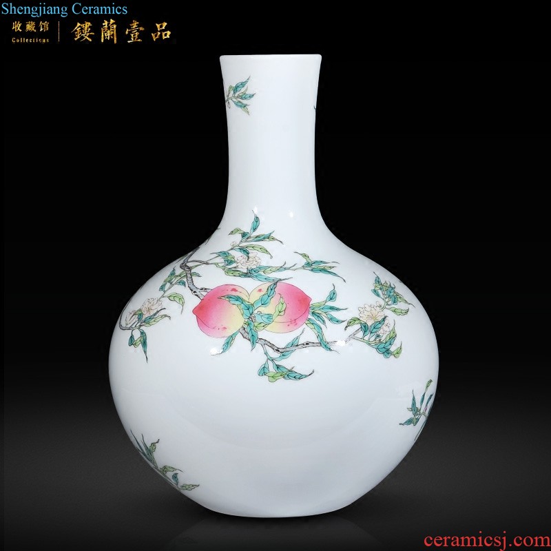 Jingdezhen imperial kiln chinaware imitation qianlong pastel blue to tie up branch flowers lines double yan ear tank aquarium furnishing articles in the living room