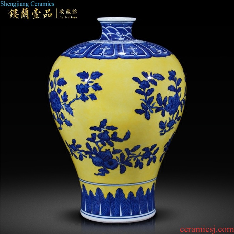 Jingdezhen ceramics imitation qing qianlong cornucopia ears dragon cylinder new Chinese vase sitting room aquarium furnishing articles writing brush washer