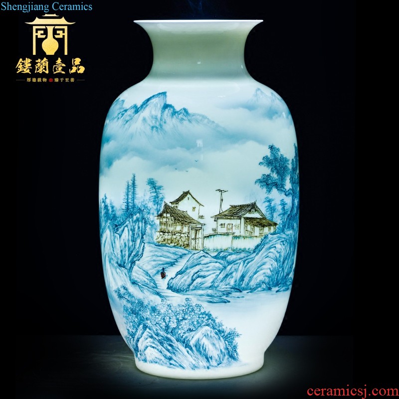 Jingdezhen ceramics Famous master hand painted enamel vase Qingjiang fishing boat The sitting room decorate household furnishing articles