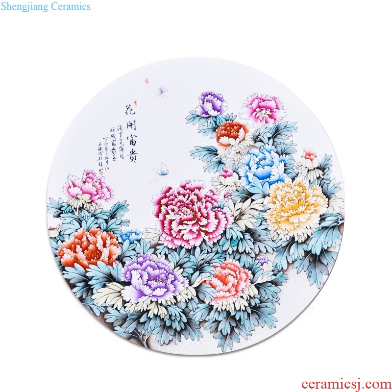 Jingdezhen ceramics hand-painted flowers adornment metope porcelain plate hang a picture to Chinese mural home furnishing articles in the living room