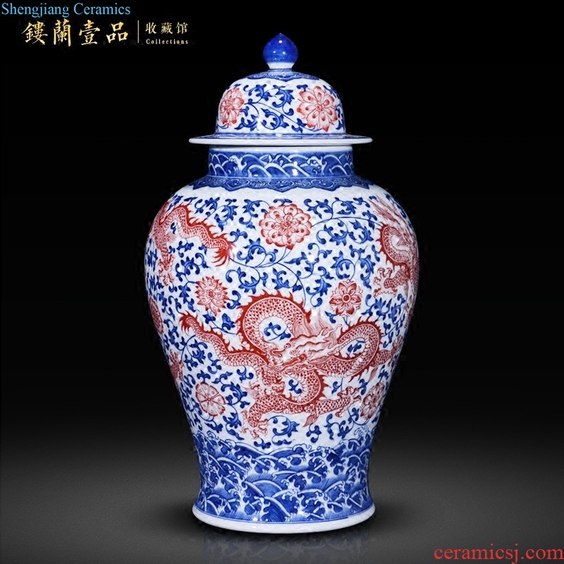 Jingdezhen ceramics hand-painted pastel flower vase sitting room porch study Chinese style home decoration collection furnishing articles