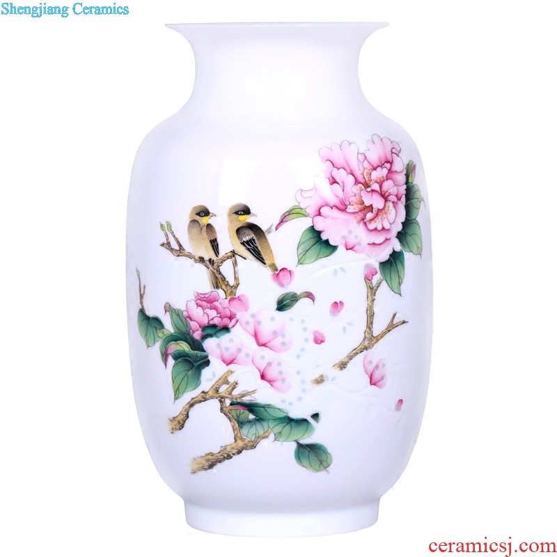 Jingdezhen ceramics imitation qing qianlong pastel blue to tie up branch grain mei bottle vase home sitting room handicraft furnishing articles