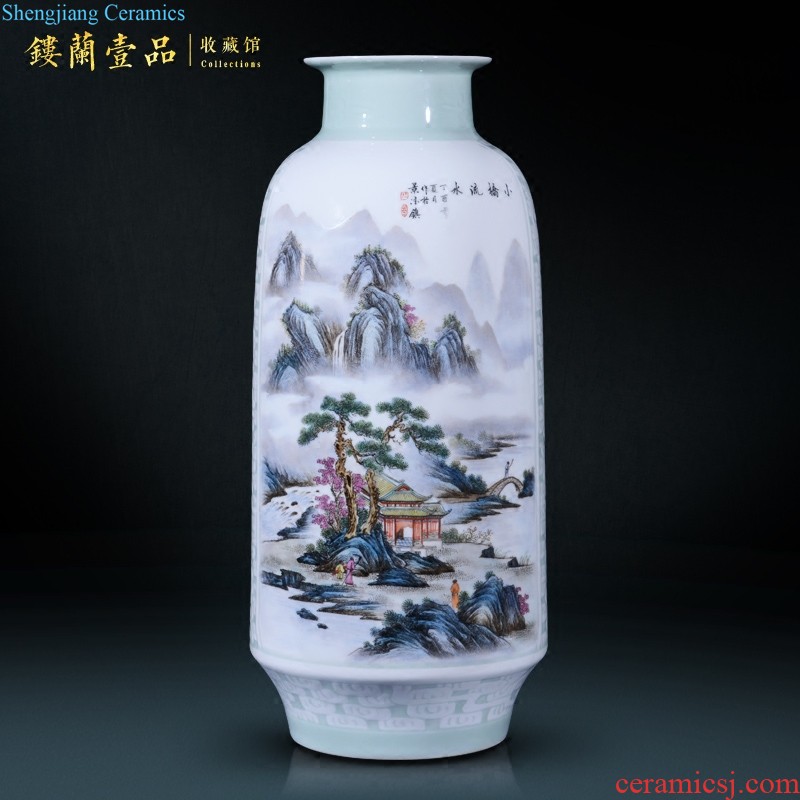 Jingdezhen ceramic imitation qing qianlong steak nine peach plum bottle bat Chinese flower arranging sitting room adornment collection furnishing articles