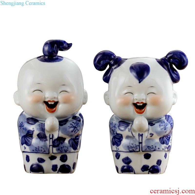 Rain tong home | jingdezhen ceramics Hand painted blue and white porcelain/painted the sitting room is lovely monkeys porcelain decorative furnishing articles