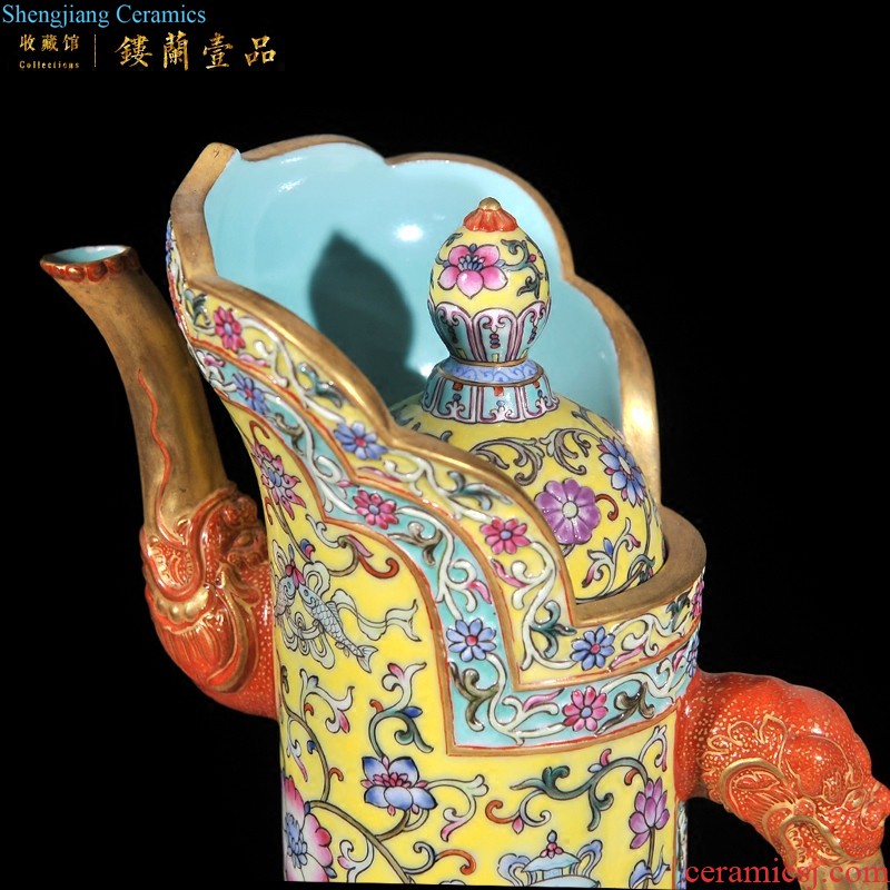 Jingdezhen imperial kiln chinaware imitation kangxi alum red paint dragon grain long-necked vase the celestial sphere sitting room collection furnishing articles