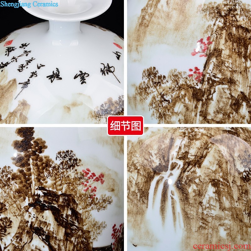 Chinese landscape painting hanging dish Z035 jingdezhen ceramics decoration plate sitting room porch rich ancient frame place to live in