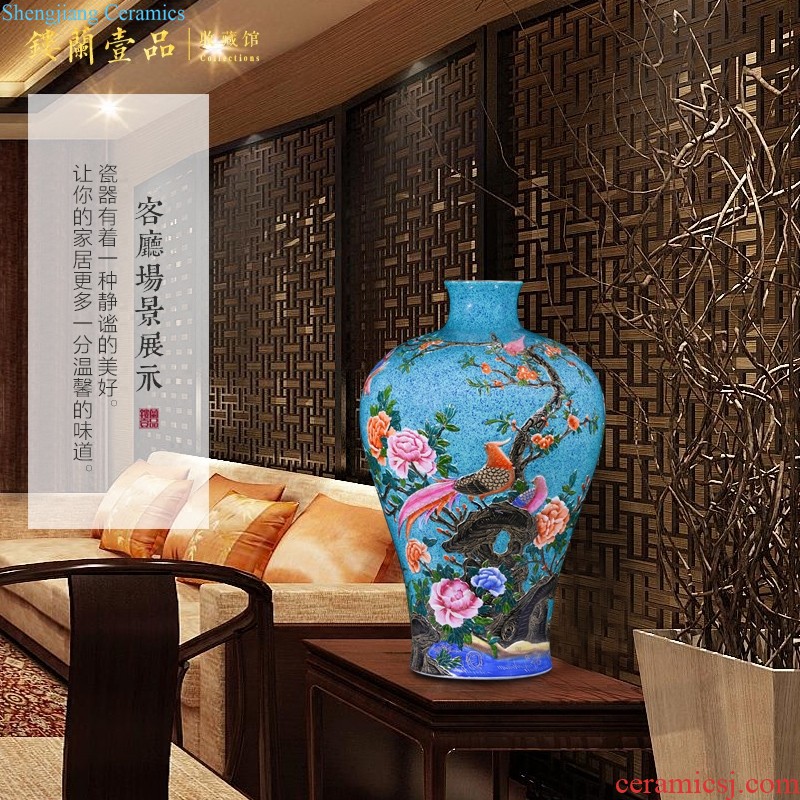 Jingdezhen ceramics antique blue-and-white fold branch flowers and grain garlic furnishing articles floret bottle of new Chinese style household decorations