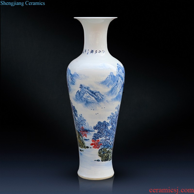 Jingdezhen ceramic vase furnishing articles list hand-painted blooming flowers flower implement Chinese style household adornment blue and white porcelain vase