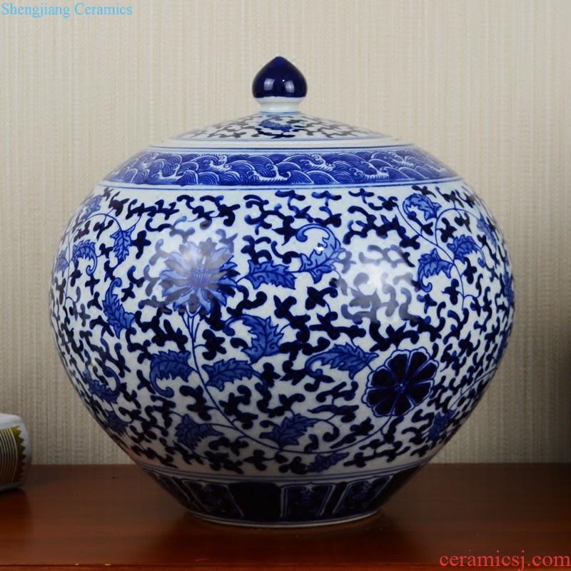 Jingdezhen ceramics general pot of large storage tank with cover Chinese style household soft adornment furnishing articles sitting room