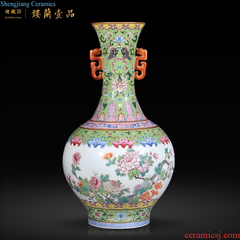 Jingdezhen imperial kiln chinaware qing qianlong pastel yellow bamboo to report peaceful sitting room adornment grain vase collection furnishing articles