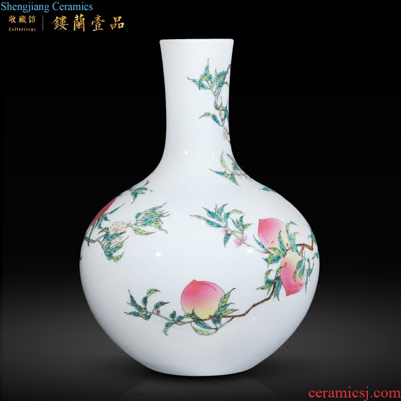 Jingdezhen imperial kiln chinaware imitation qianlong pastel blue to tie up branch flowers lines double yan ear tank aquarium furnishing articles in the living room