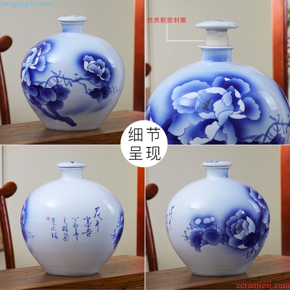 Jingdezhen ceramics hand-painted blue and white porcelain vase general storage jar jar of furnishing articles of new Chinese style household ornaments