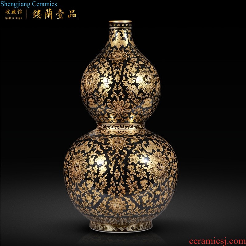 Jingdezhen imperial kiln chinaware blue colour imitation qing qianlong offering baby play wax gourd vases sitting room adornment home furnishing articles