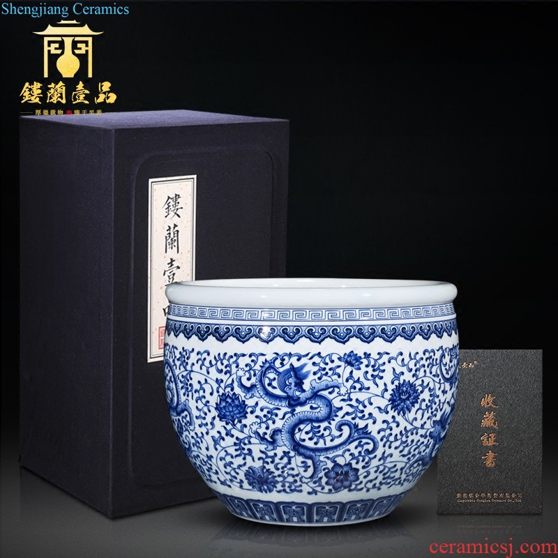 Jingdezhen ceramics imitation qing qianlong blue-and-white longfeng celestial large vases, Chinese style living room home furnishing articles