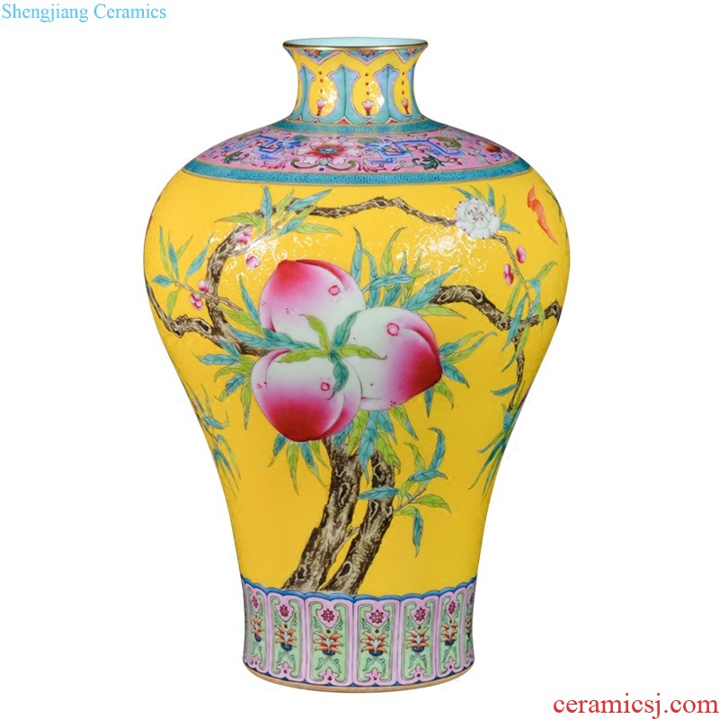 Jingdezhen ceramics imitation qing qianlong pastel chicken ears pipa flower vase sitting room home furnishing articles