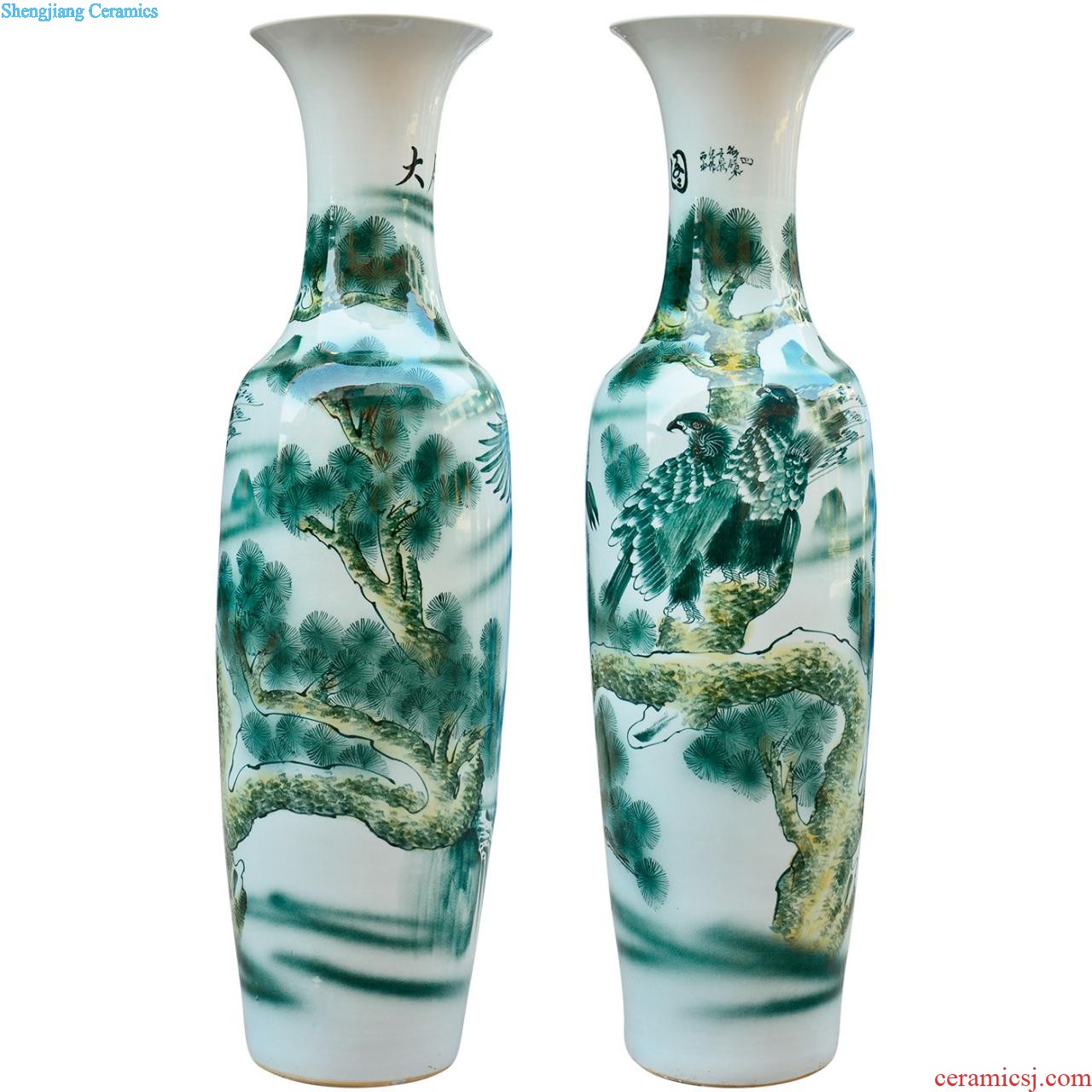 Jingdezhen ceramics manual hand-painted peony of large blue and white porcelain vase new Chinese style sitting room adornment is placed