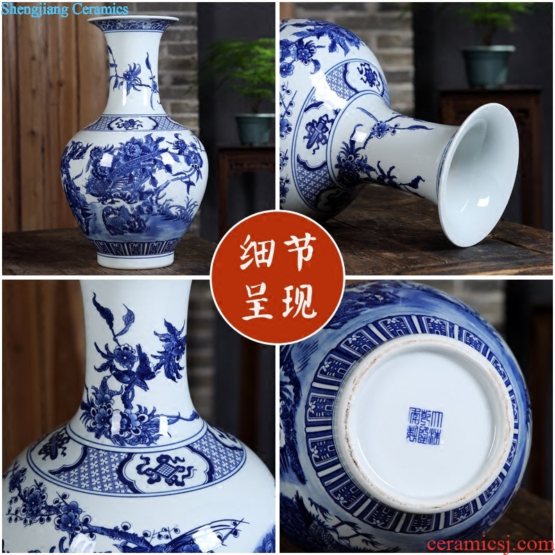 Jingdezhen ceramics Blue and white enamel bright future of large vase Hotel opening gifts landing place