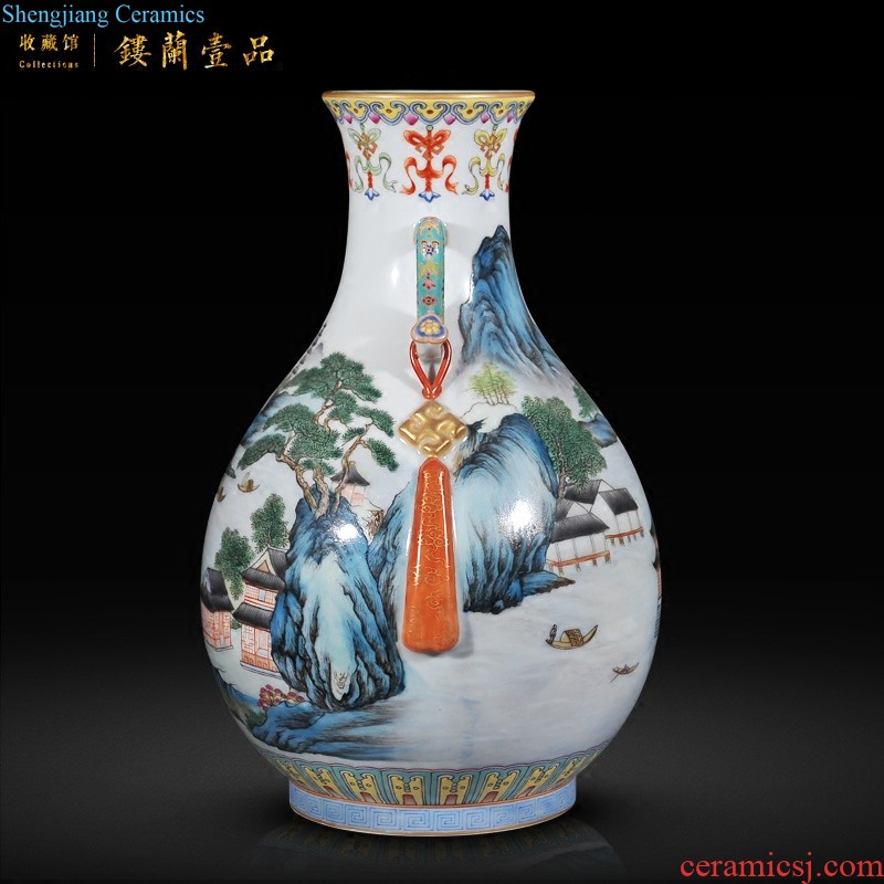 Jingdezhen ceramics Imitation qing qianlong pastel steak floral sanduo grain three bottles The sitting room adornment is placed