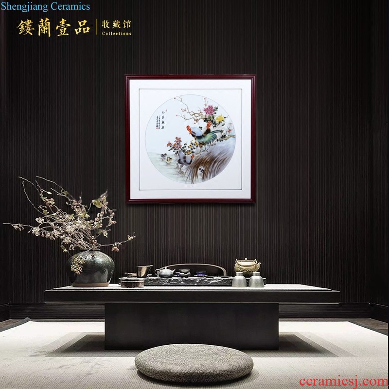 Jingdezhen ceramics hand-painted background of new Chinese style household sitting room adornment metope adornment mural porcelain plate hang a picture