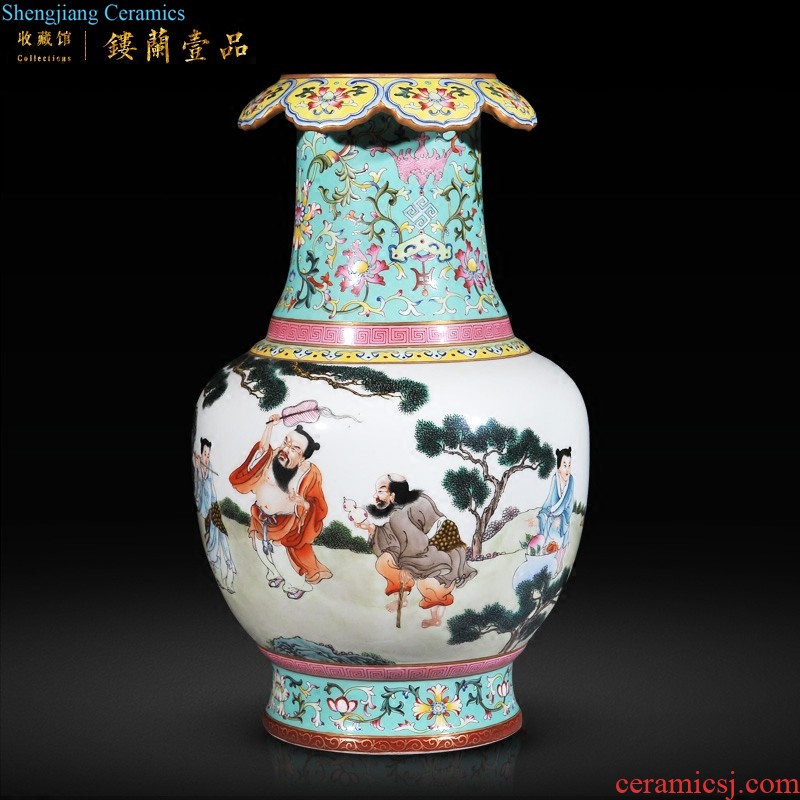 Jingdezhen imperial kiln chinaware imitation qing qianlong offering blue paint painting decorative pattern mei bottles of sitting room home decoration furnishing articles