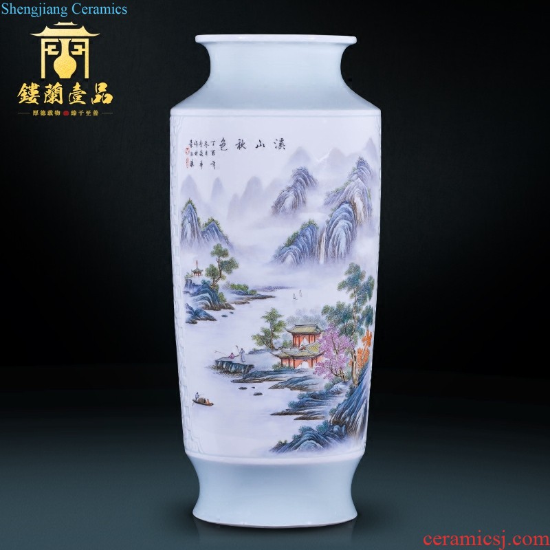 Jingdezhen ceramics hand-painted big vase furnishing articles new Chinese style living room sofa TV ark rich ancient frame decoration decoration