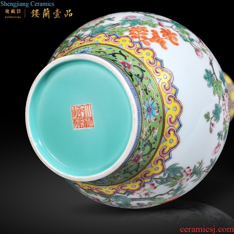 Jingdezhen imperial kiln chinaware qing qianlong pastel yellow bamboo to report peaceful sitting room adornment grain vase collection furnishing articles