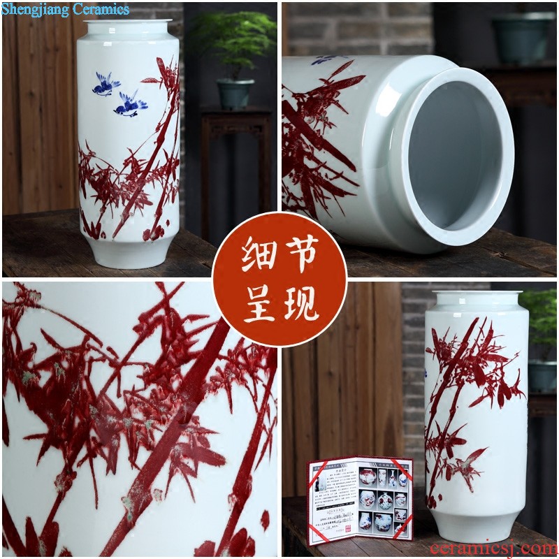 Jingdezhen ceramics decoration Flat peach offer life of hand-painted vases, flower arranging new Chinese style household handicraft furnishing articles