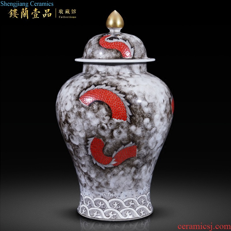 Jingdezhen ceramics antique blue-and-white qianlong three fruit flowers six-party vases, Chinese style living room home decoration furnishing articles