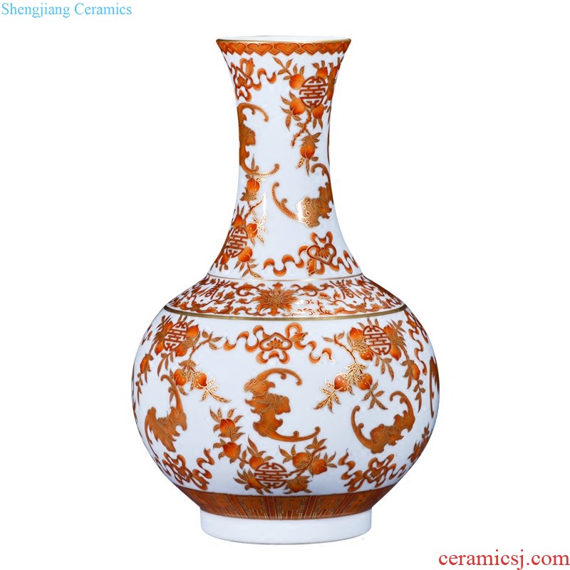 Jingdezhen ceramics imitation qing qianlong youligong red sea water dragon grain mei bottles of new Chinese style household adornment furnishing articles sitting room